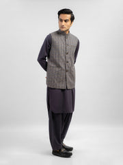 Brown Houndstooth Patterned Wool Waistcoat