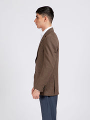 Brown Micro Checkered Wool Cashmere Blazer - Sartoria