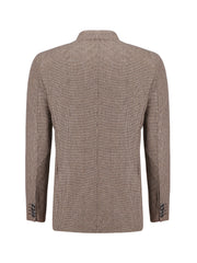 Brown Micro Houndstooth Pattern Wool & Cashmere Blazer - Sartoria