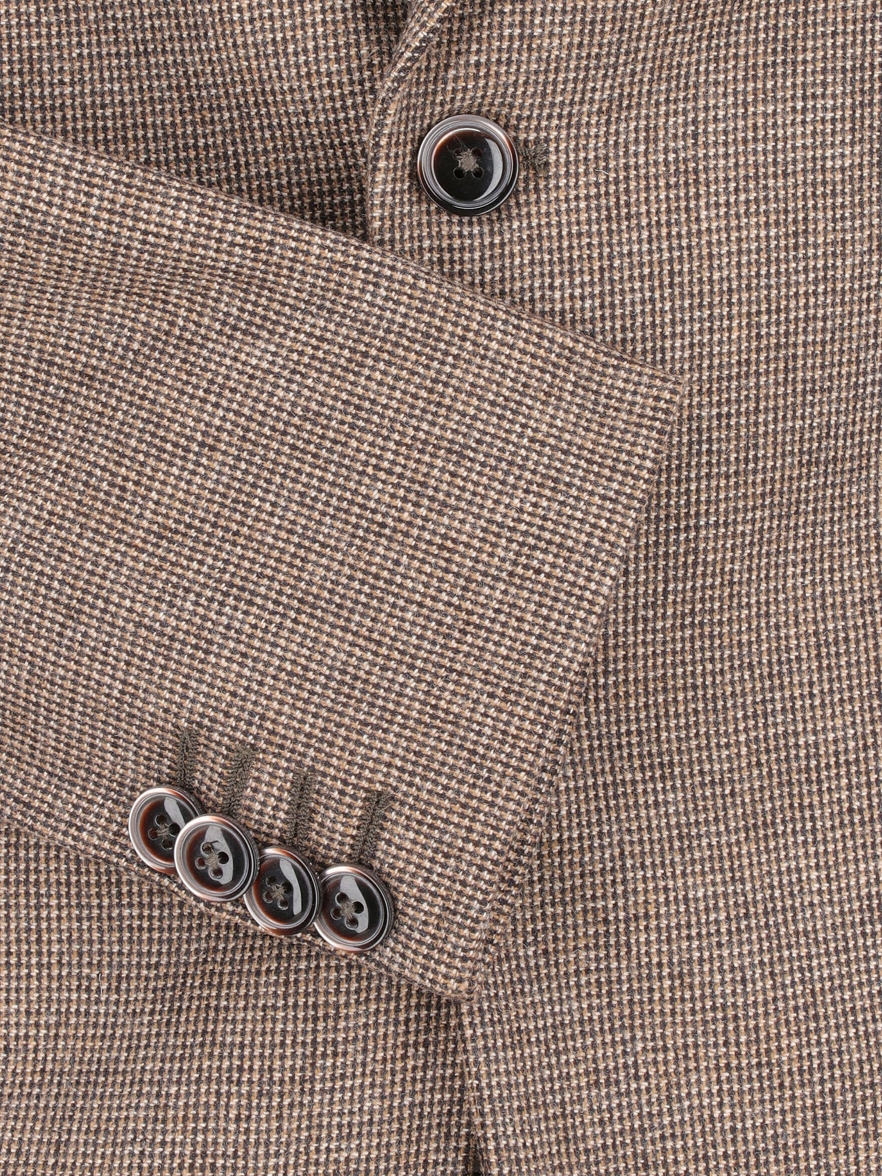 Brown Micro Houndstooth Pattern Wool & Cashmere Blazer - Sartoria