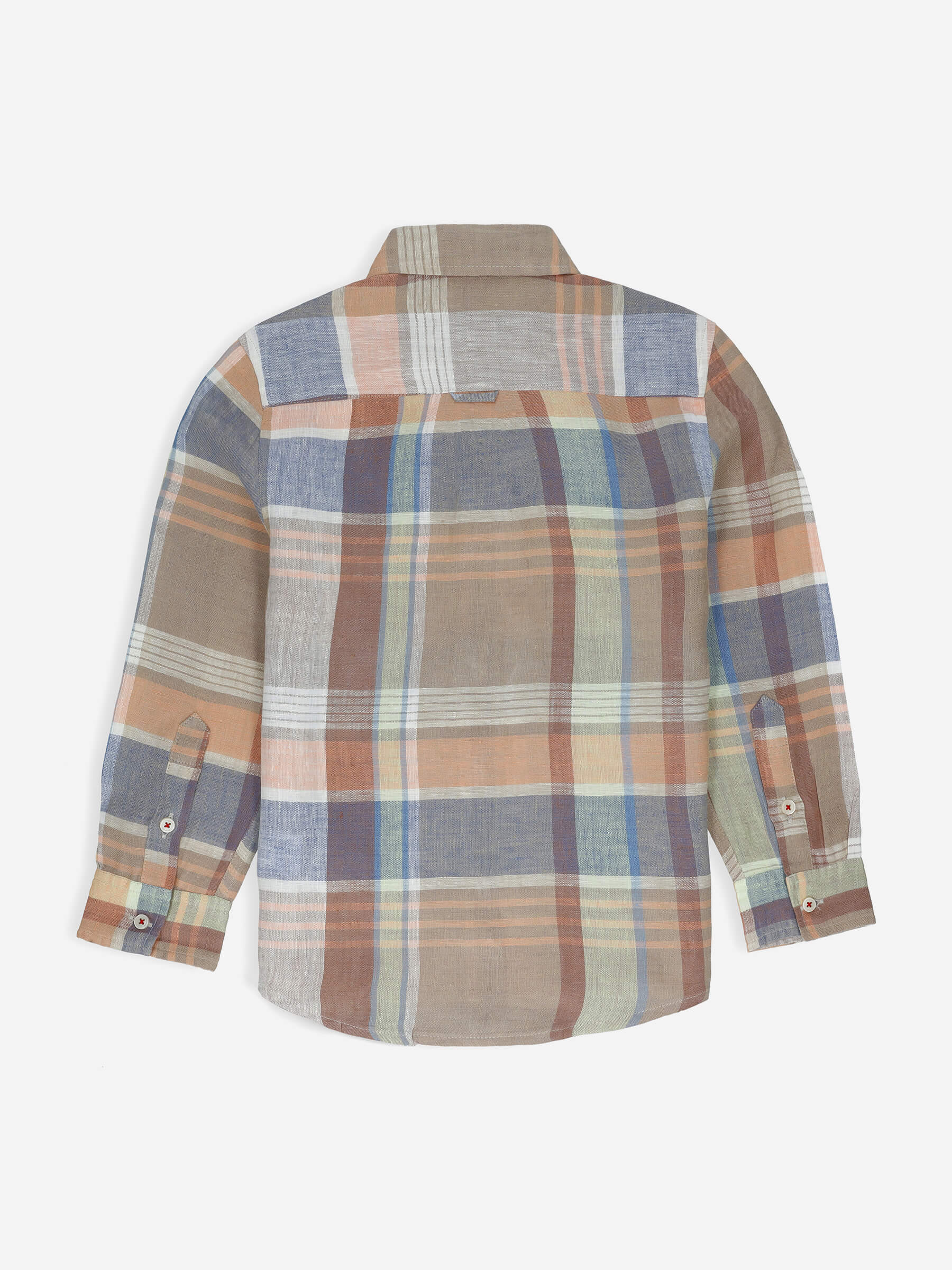 Brown Pastel Multi Color Linen Casual Shirt