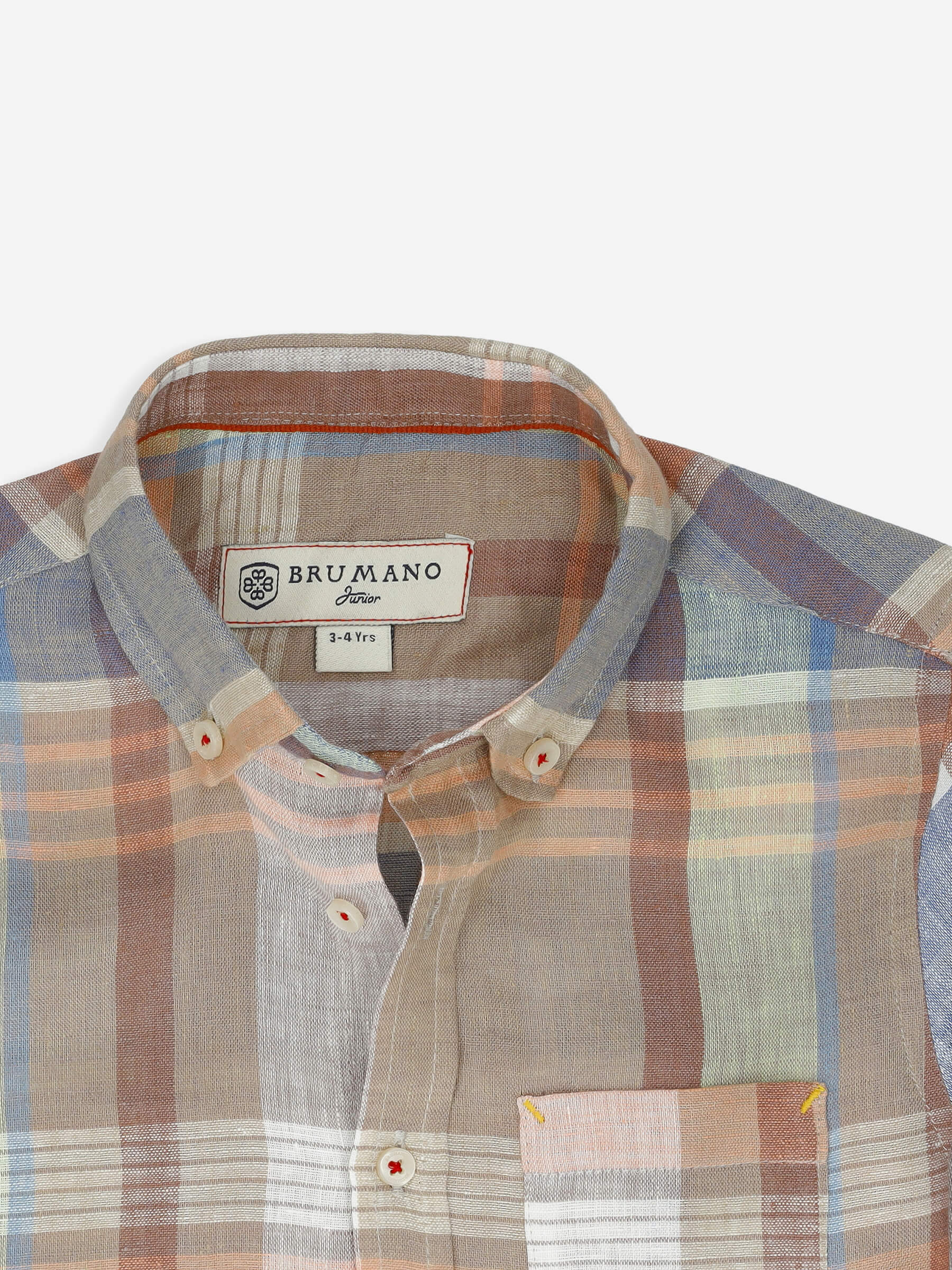 Brown Pastel Multi Color Linen Casual Shirt