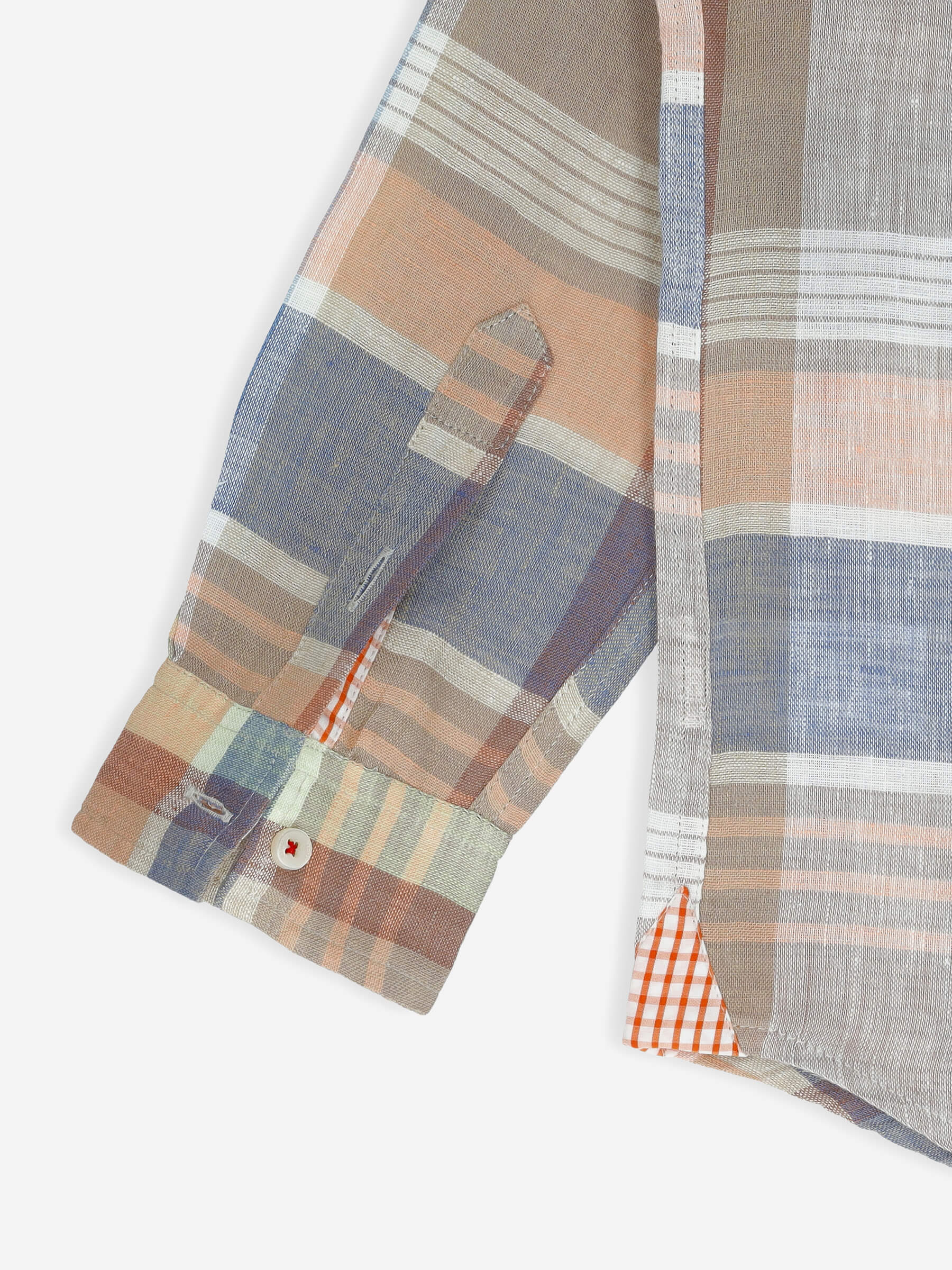Brown Pastel Multi Color Linen Casual Shirt