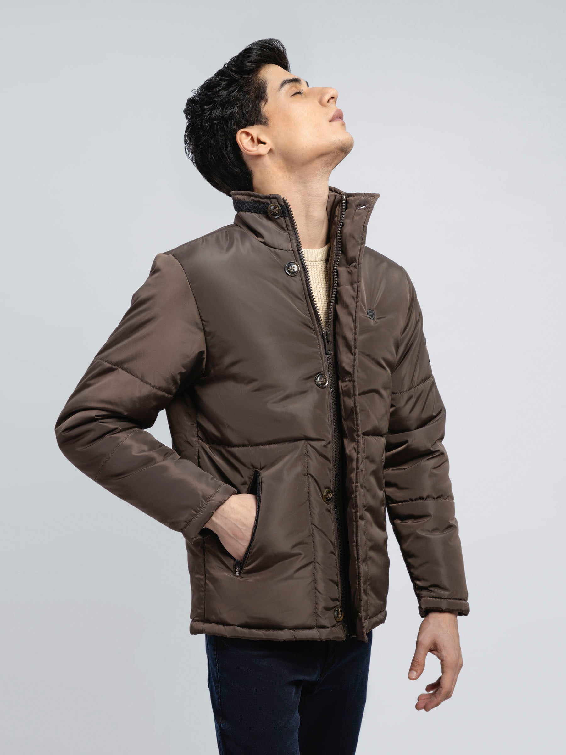 Brown Quilted Puffer Jacket
