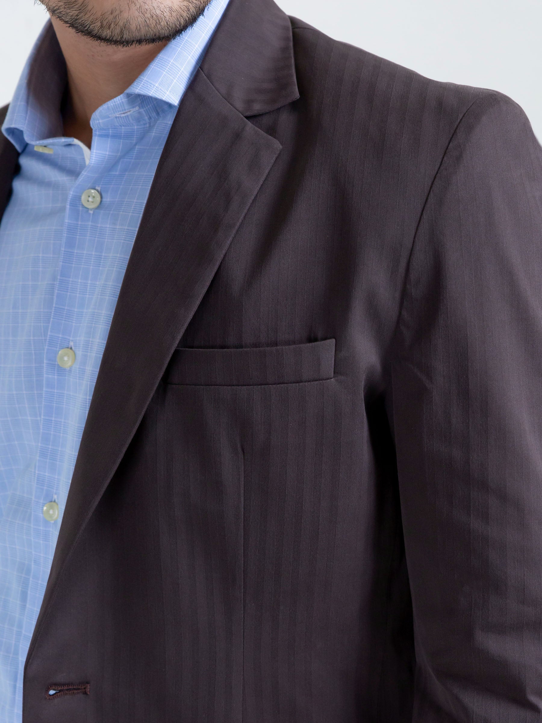 Brown Self Striped Blazer