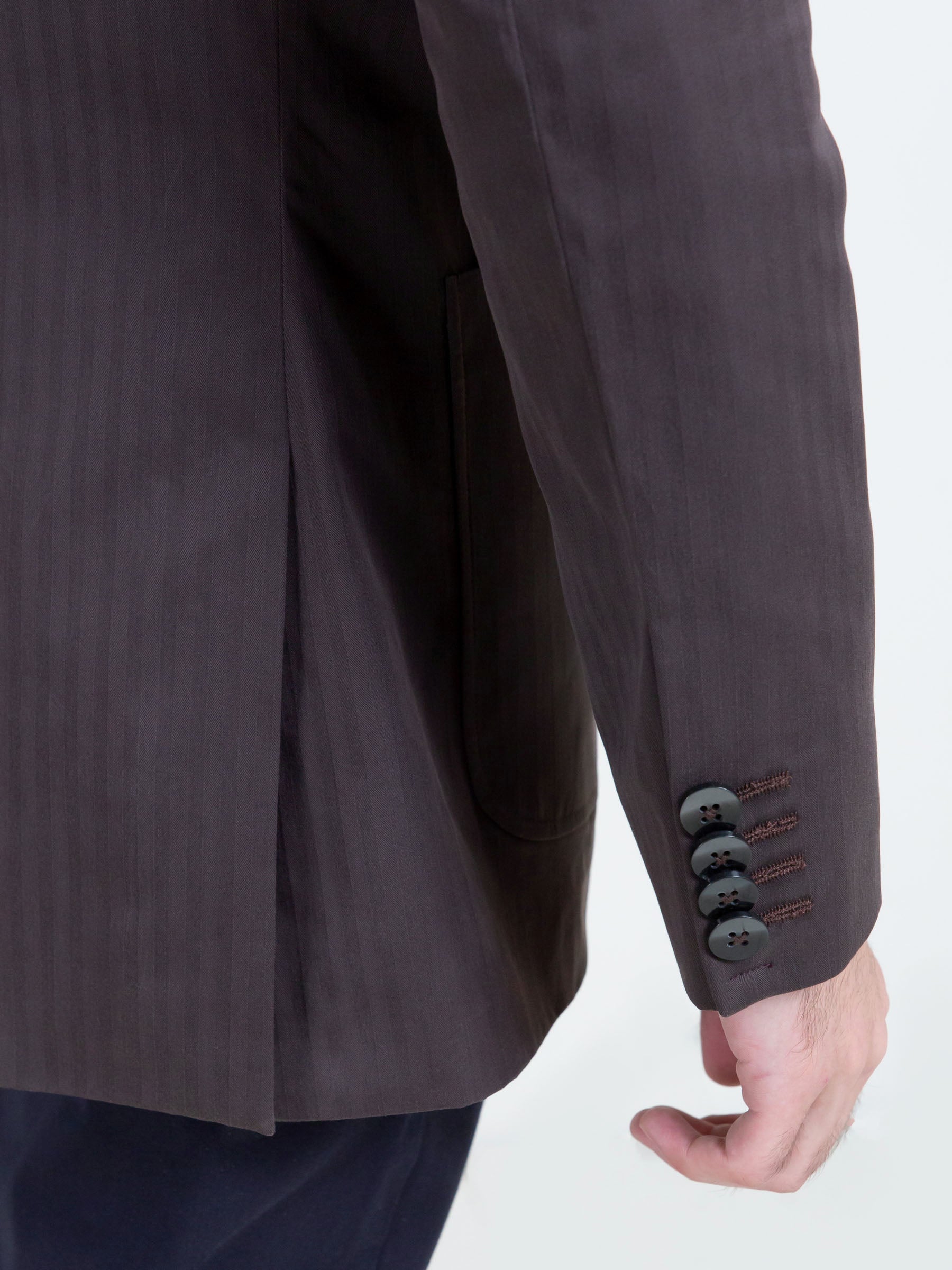 Brown Self Striped Blazer