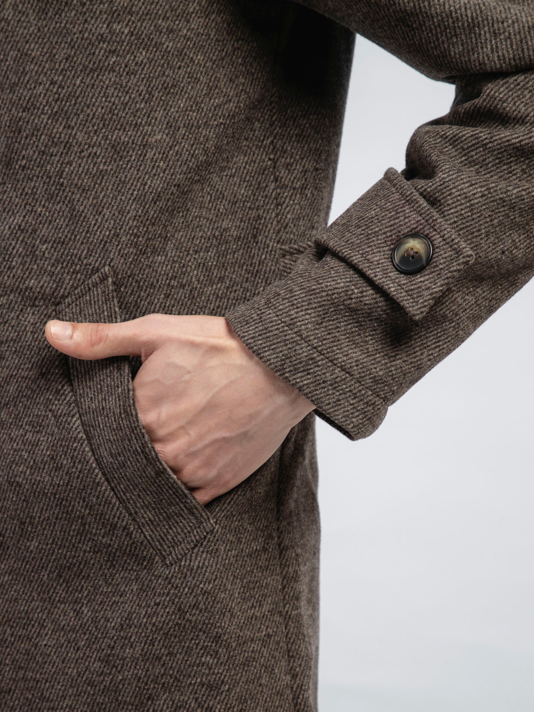 Brown Striped Wool Blended Long Coat - Limited Edition
