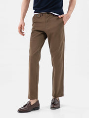 Brown Structured Casual Fit Chinos