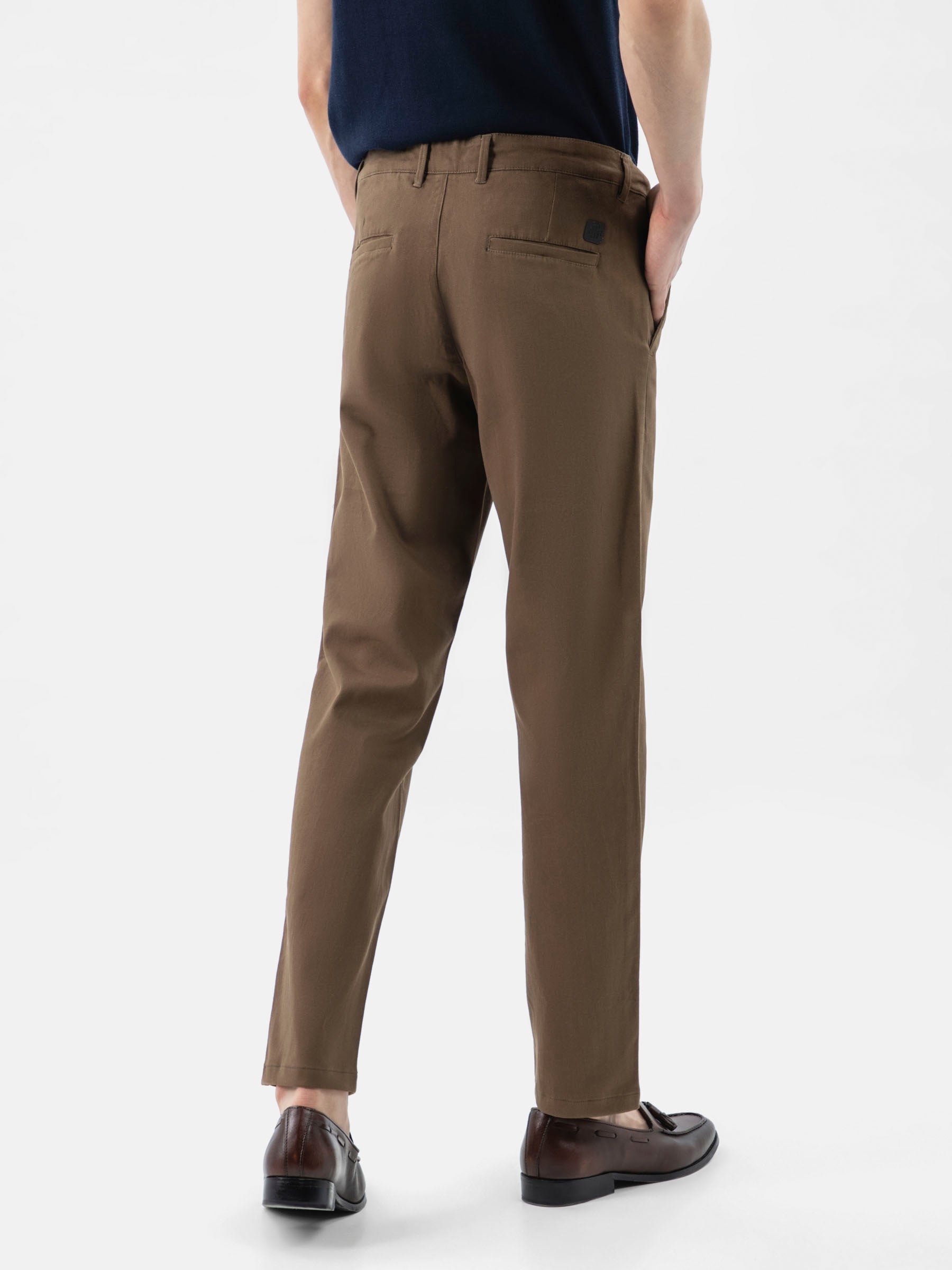 Brown Structured Casual Fit Chinos