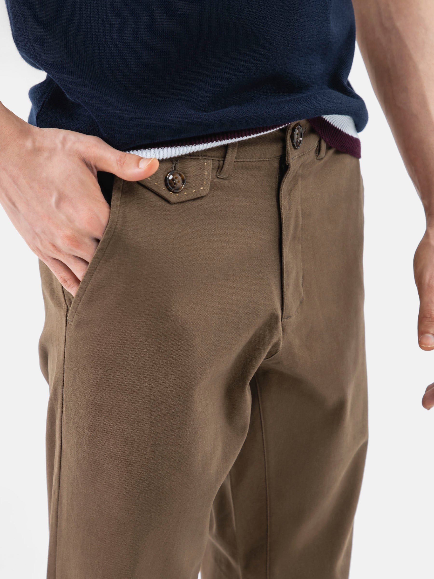 Brown Structured Casual Fit Chinos
