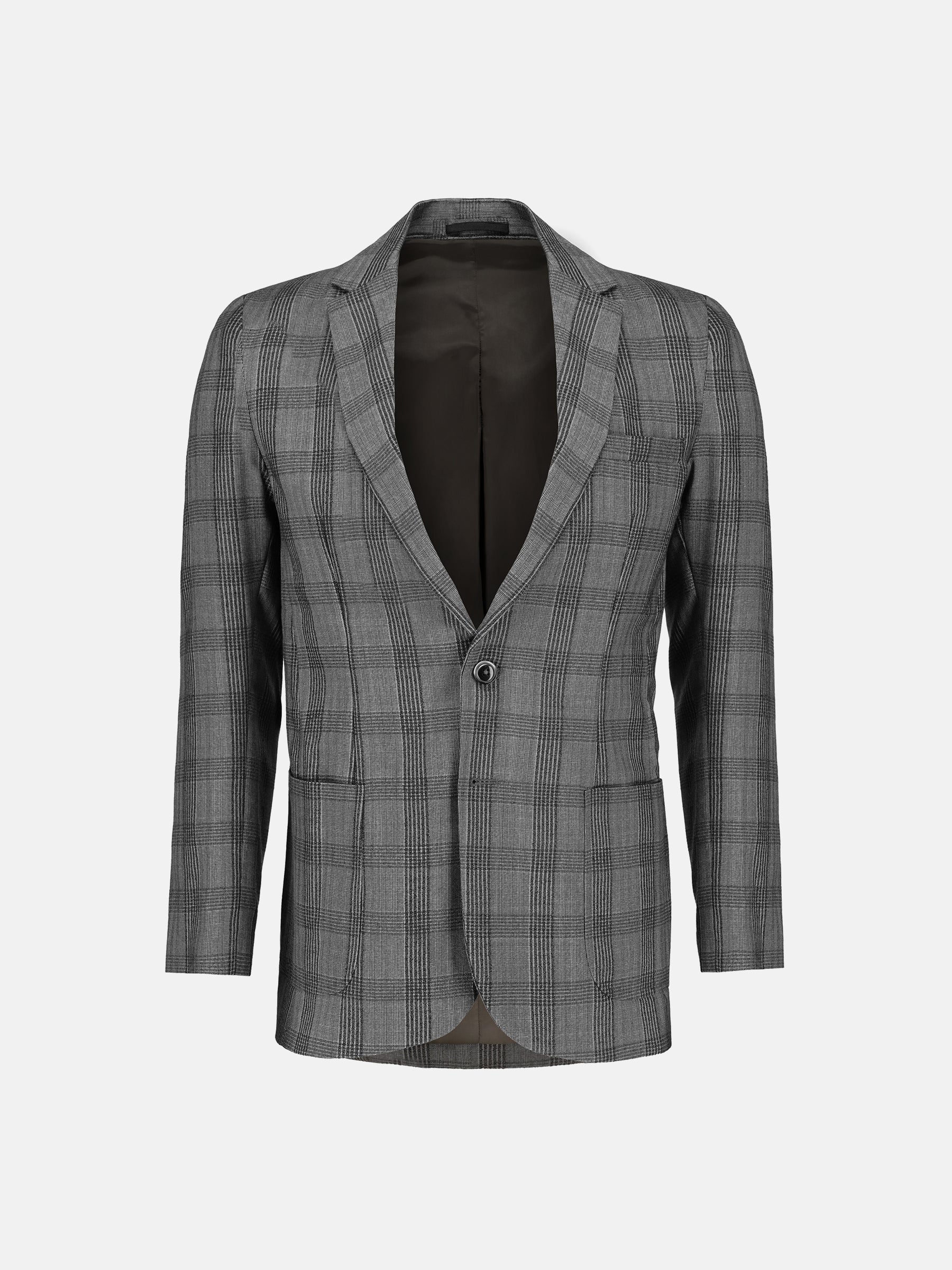 Brown Wool Checkered Blazer