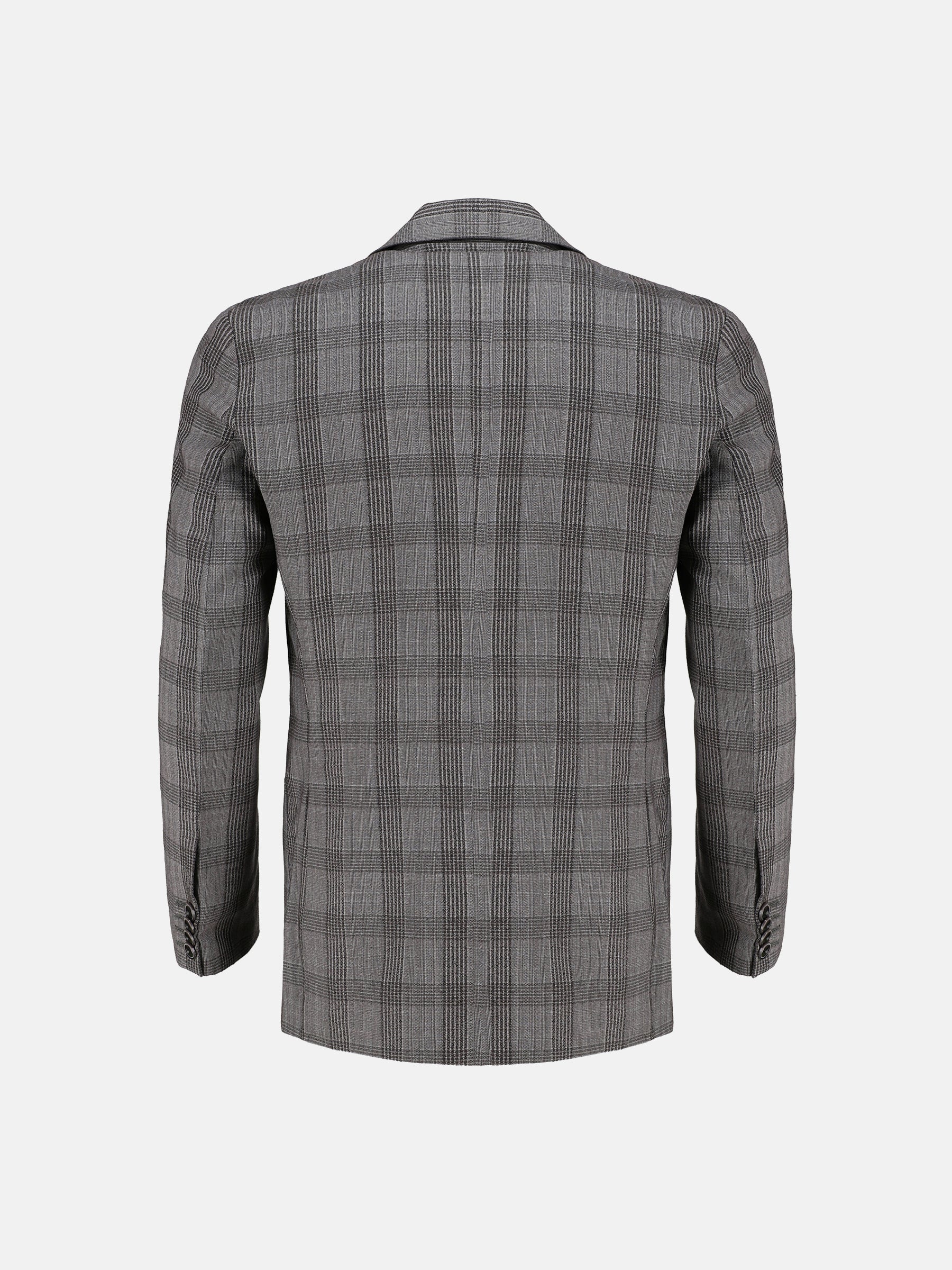 Brown Wool Checkered Blazer