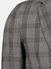 Brown Wool Checkered Blazer