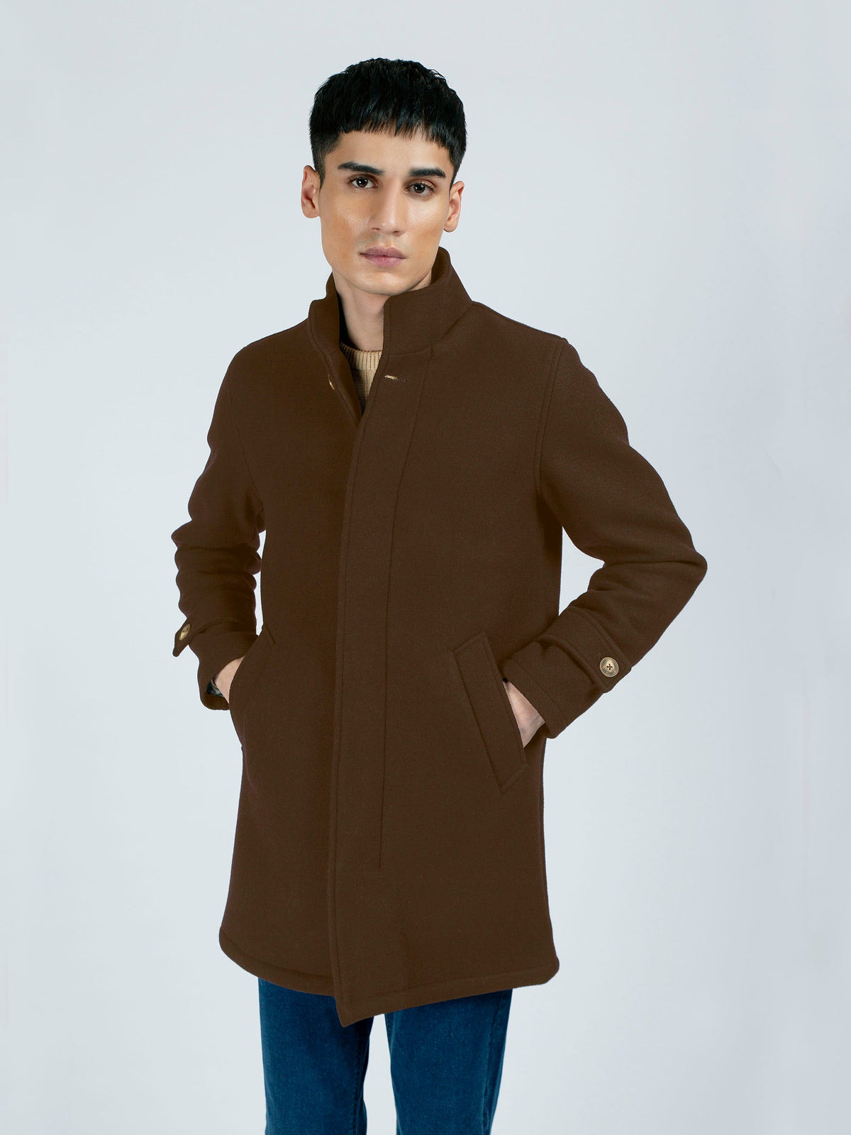 Brown Wool Long Coat - Limited Edition