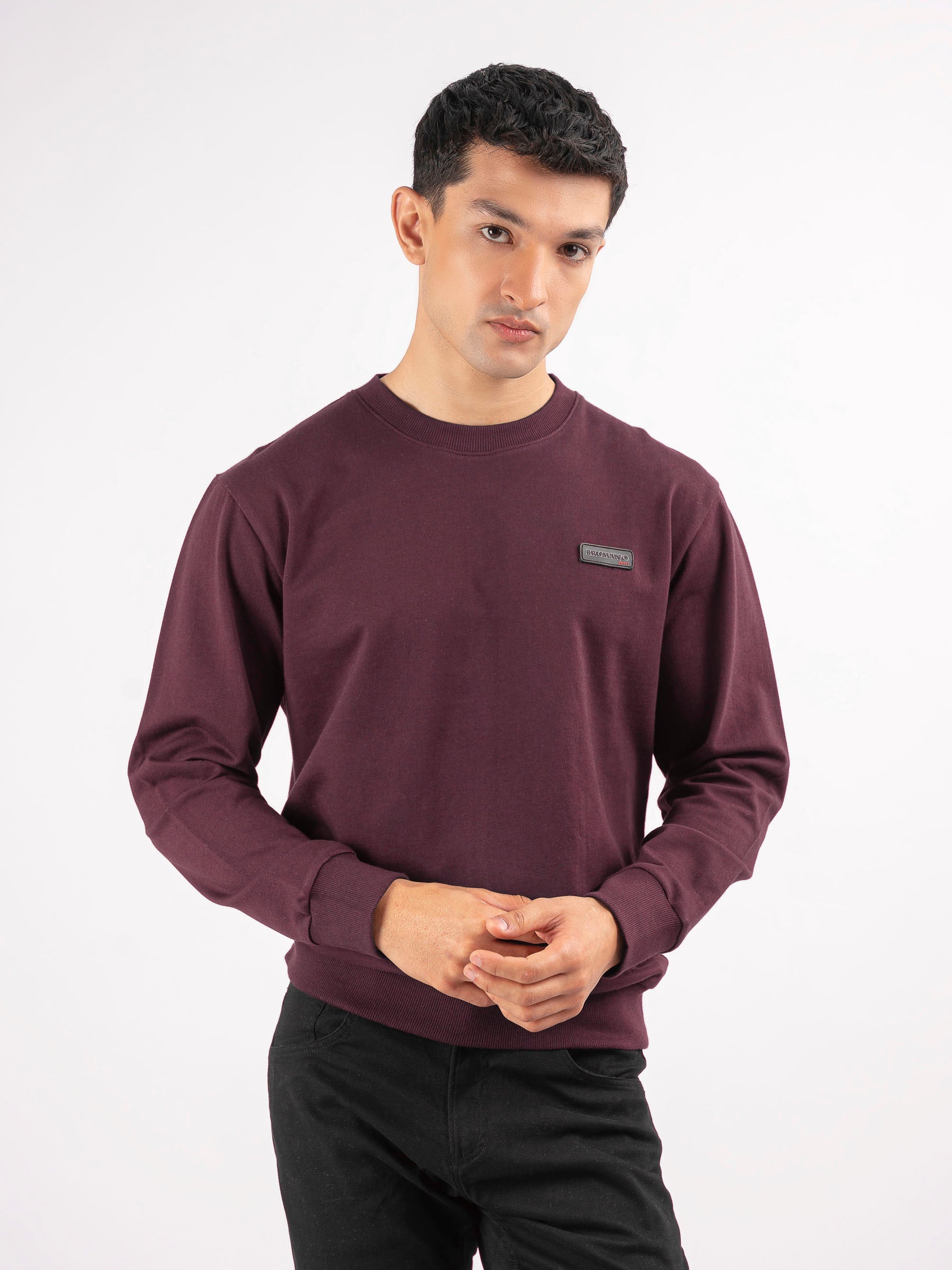 Burgundy Long Sleeve Crew neck Sweatshirt