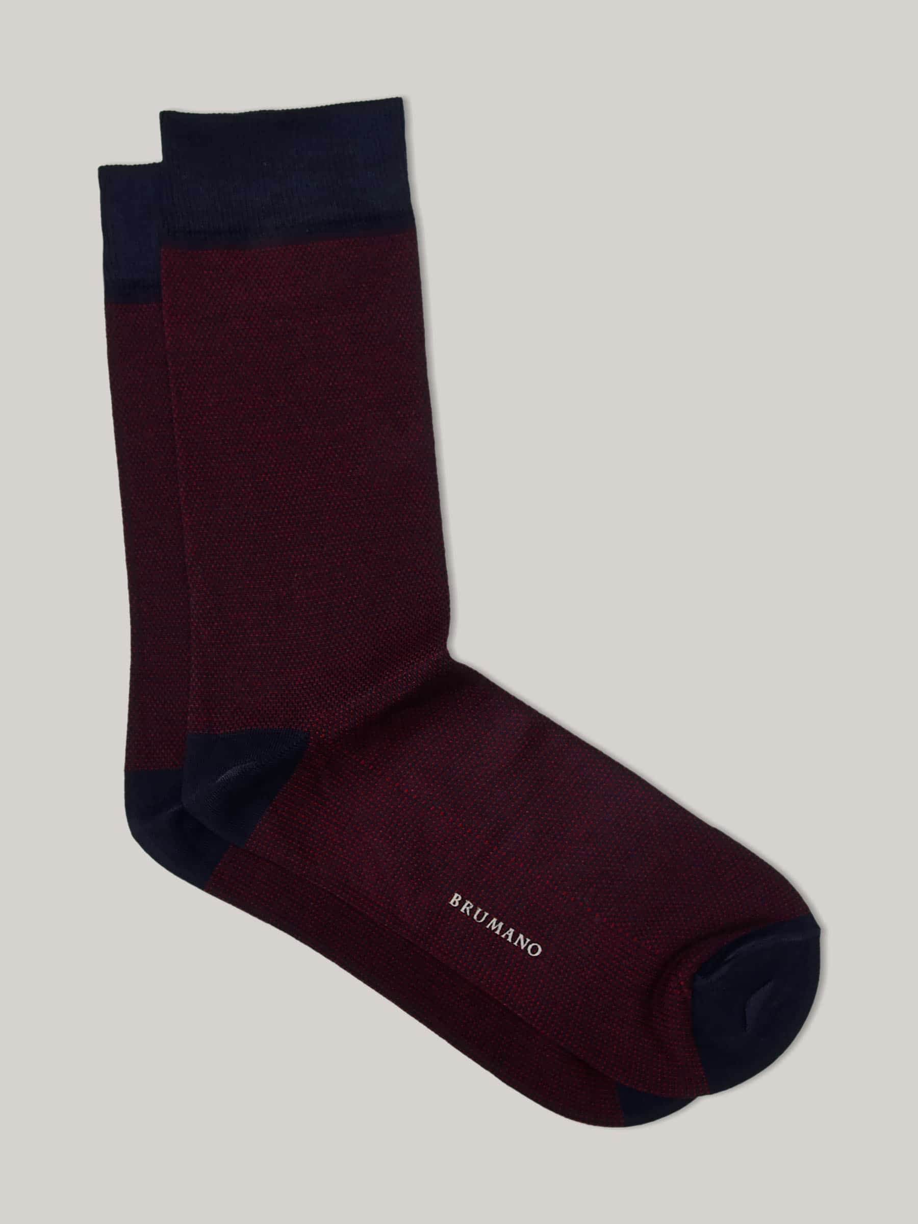 Burgundy & Blue Dobby Mercerized Socks