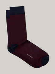 Burgundy & Blue Dobby Mercerized Socks
