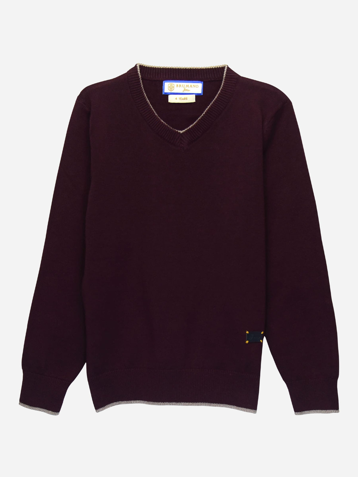 Burgundy Casual V-Neck Sweater