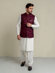Burgundy Embroidered Sartoria Waistcoat