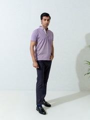 Burgundy & White Pinstriped Mercerized Polo Shirt