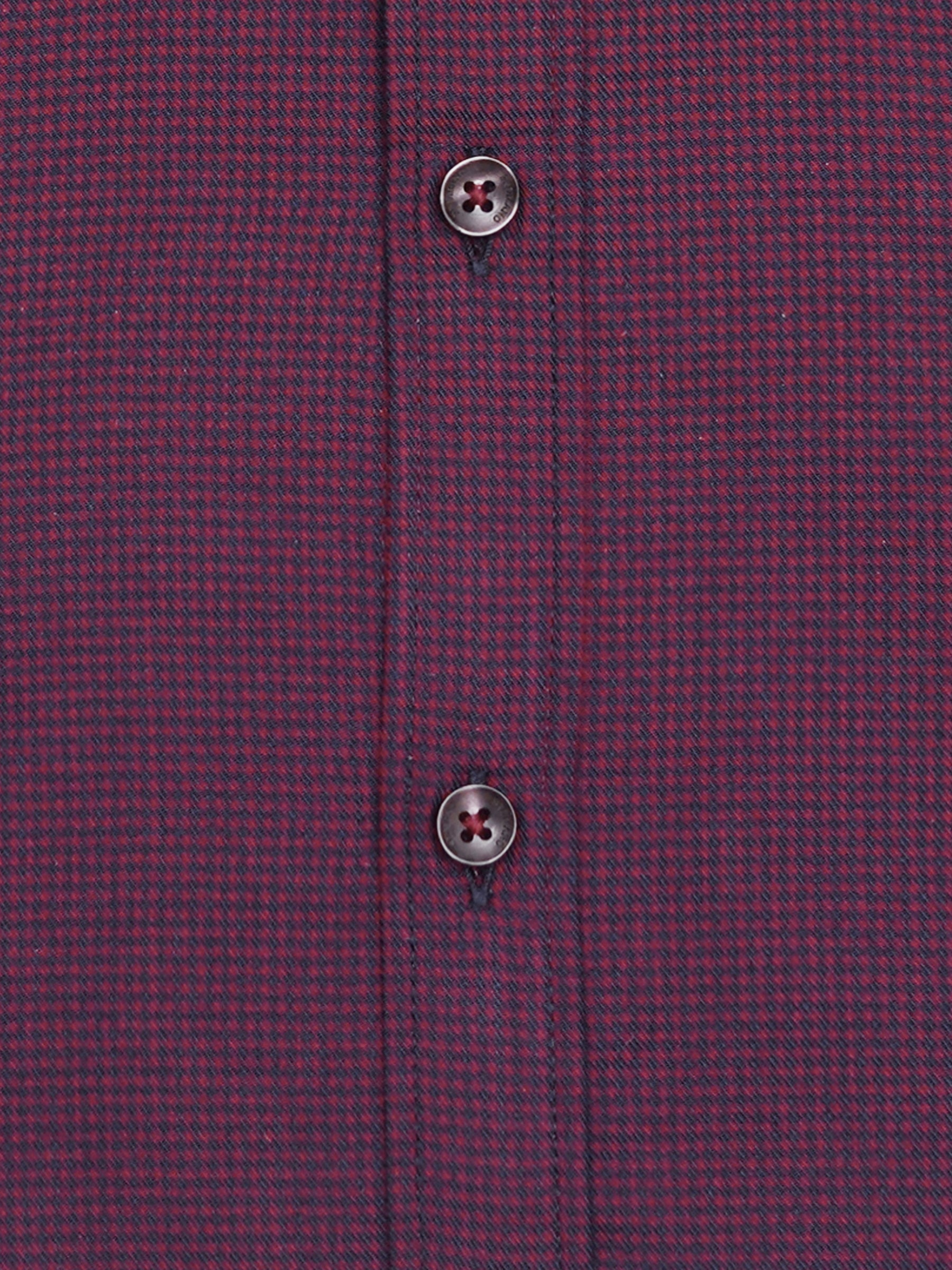 Burgundy & Blue Gingham Checkered Shirt
