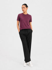 Burgundy Regular Fit Crew Neck T-Shirt - Women