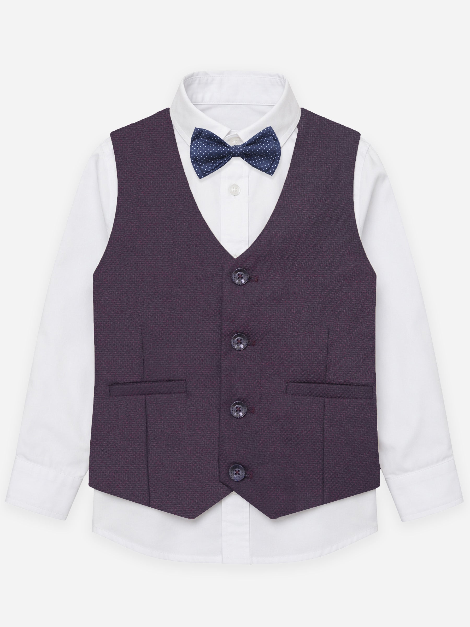 Burgundy Structured Vest With Bow - Junior