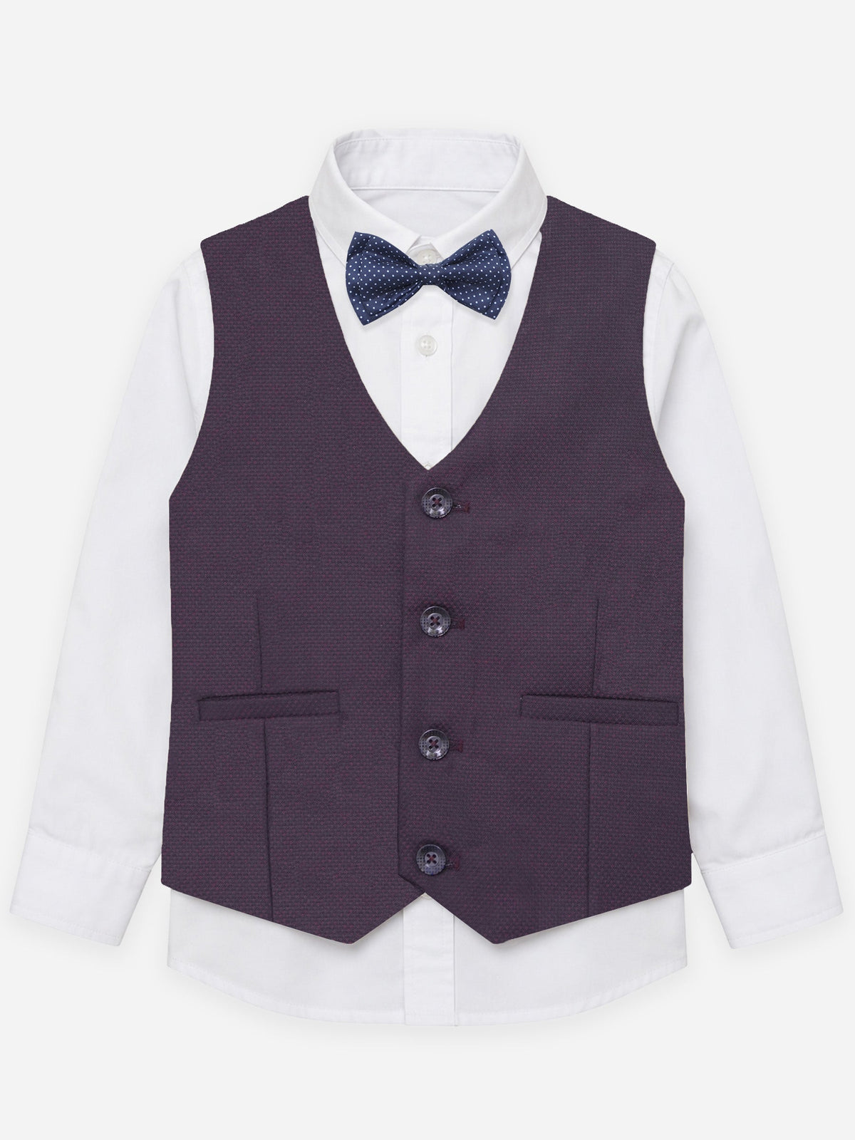 Burgundy Structured Vest With Bow - Junior