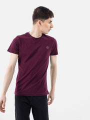 Burgundy 100% Combed Cotton Crew Neck T-Shirt