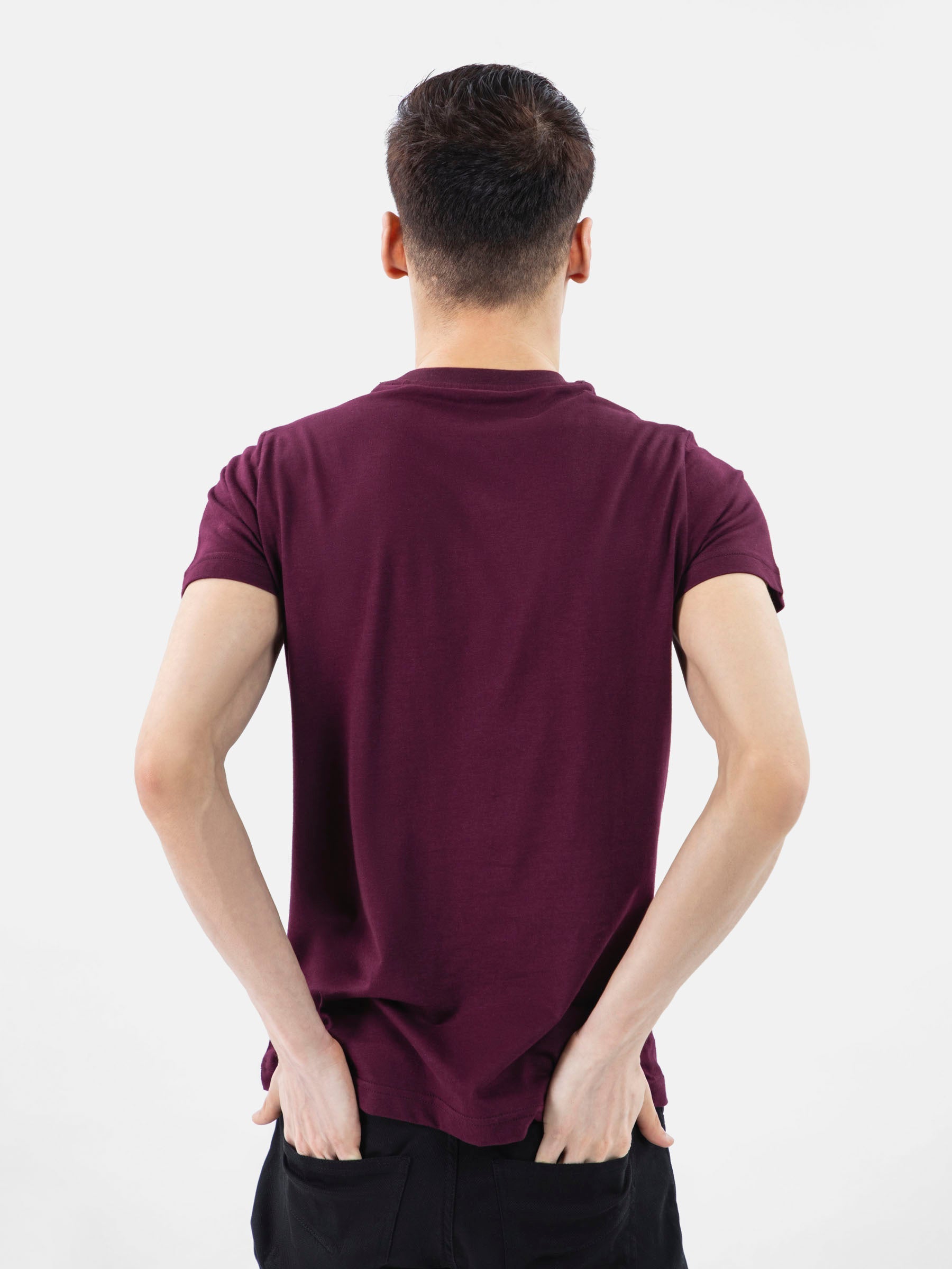 Burgundy 100% Combed Cotton Crew Neck T-Shirt