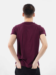 Burgundy 100% Combed Cotton Crew Neck T-Shirt