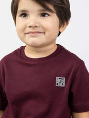 Burgundy Basic Crew Neck Casual T-Shirt