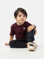 Burgundy Basic Crew Neck Casual T-Shirt