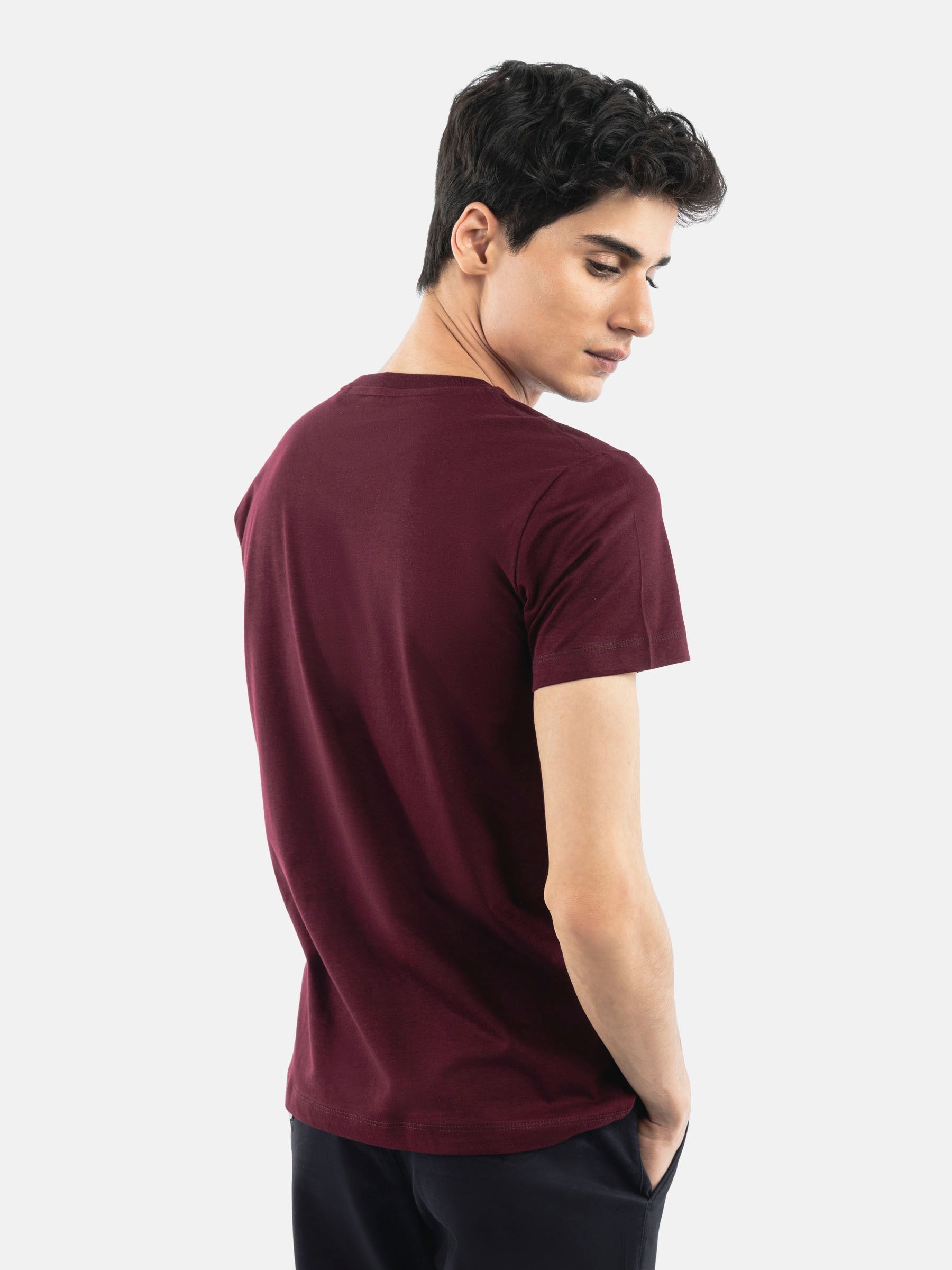 Burgundy Basic Crew Neck T-Shirt