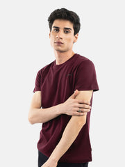 Burgundy Basic Crew Neck T-Shirt