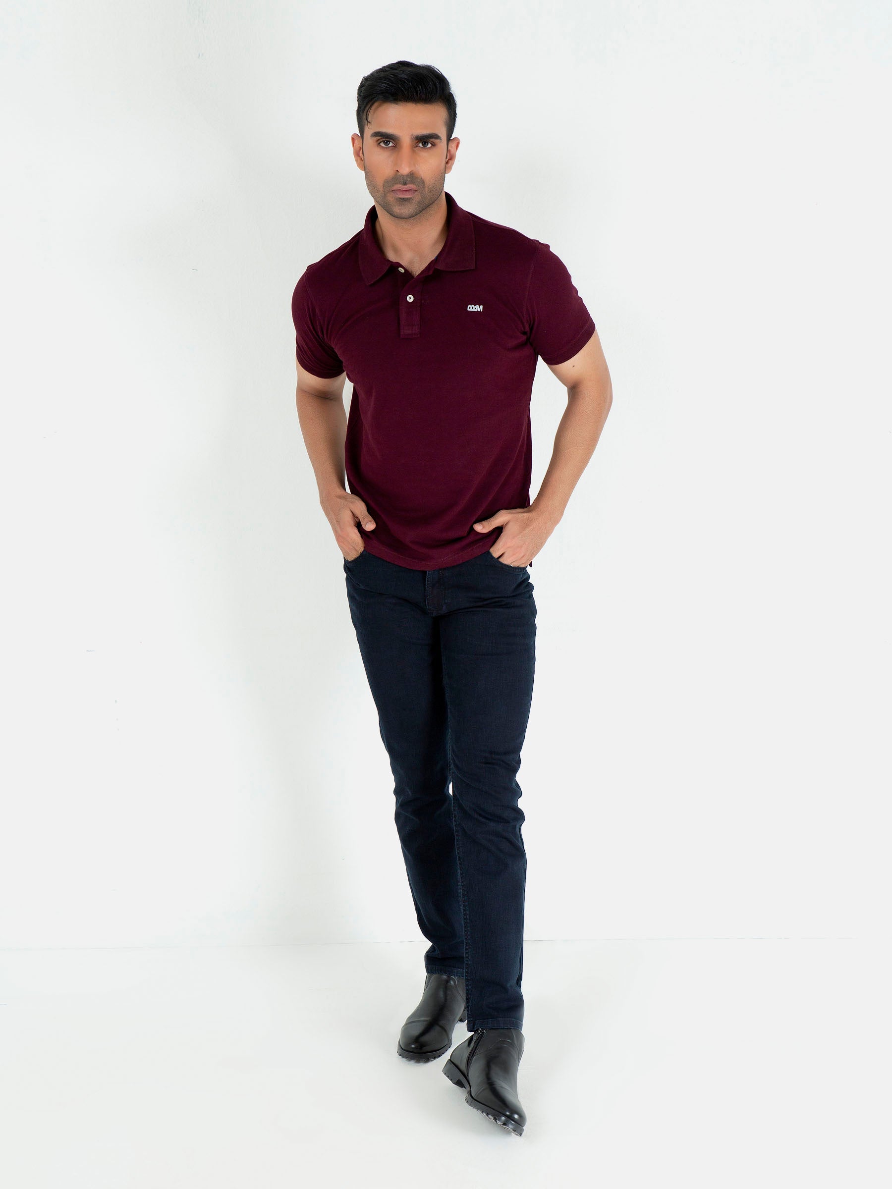 Burgundy Basic Pique Polo Shirt
