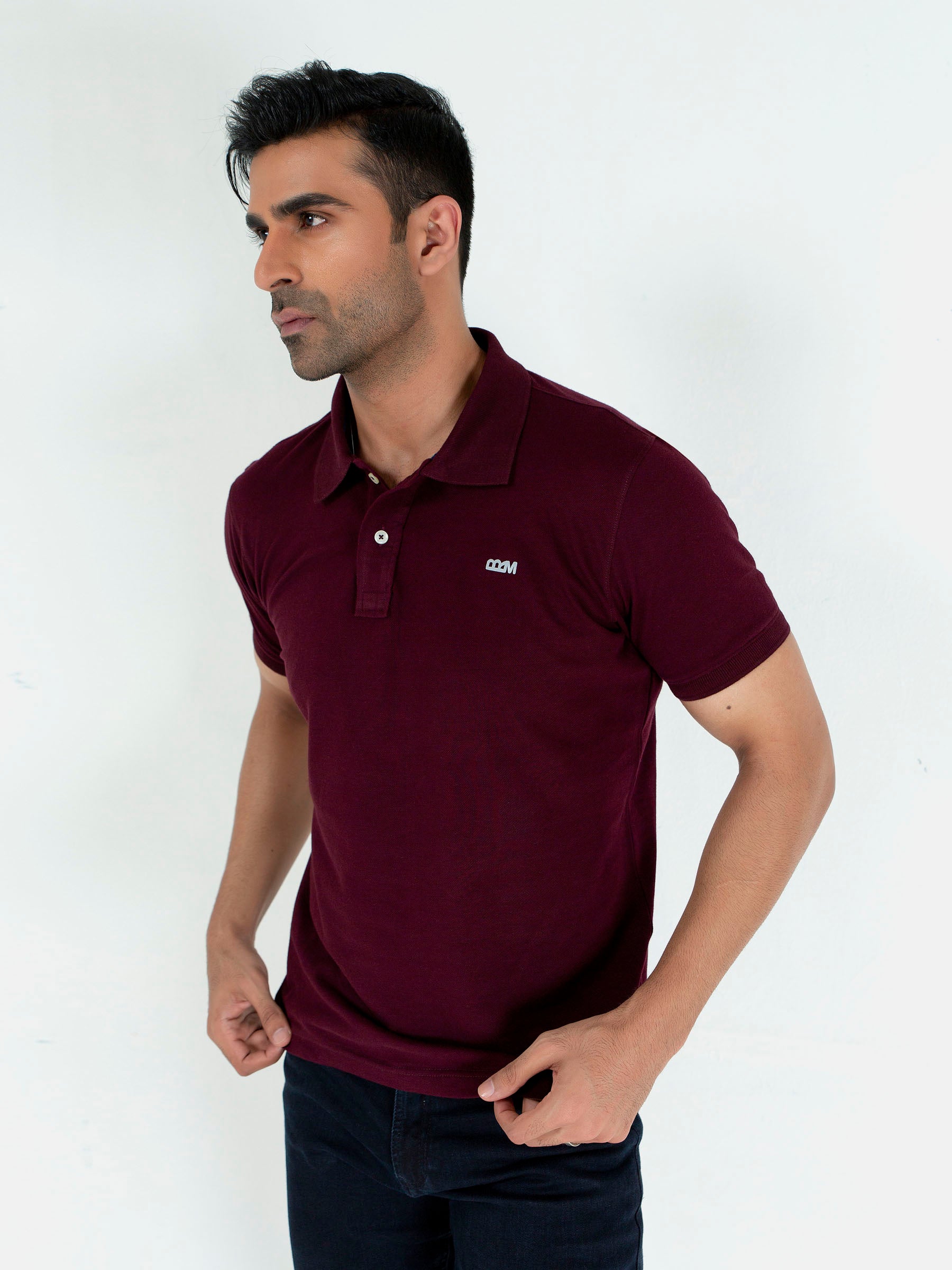 Burgundy Basic Pique Polo Shirt