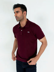 Burgundy Basic Pique Polo Shirt