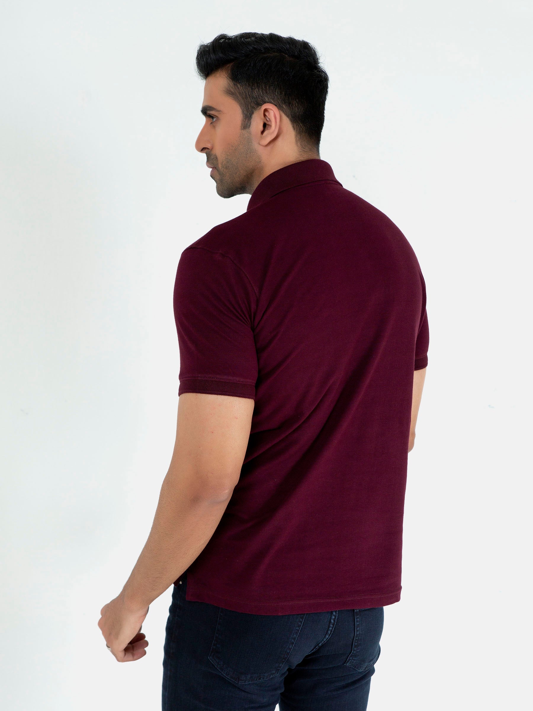 Burgundy Basic Pique Polo Shirt