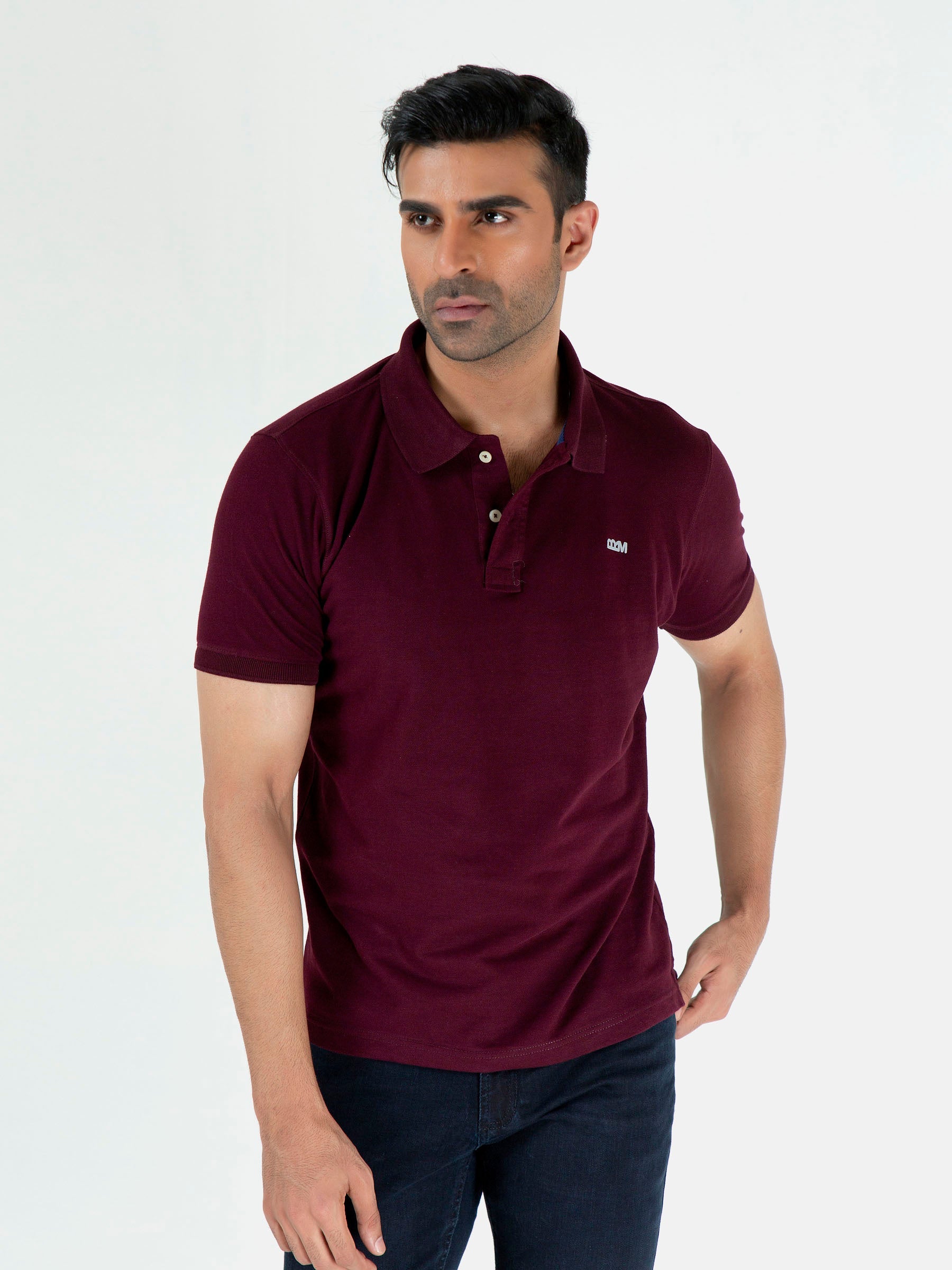 Burgundy Basic Pique Polo Shirt