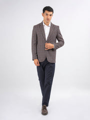 Burgundy Checkered Blazer