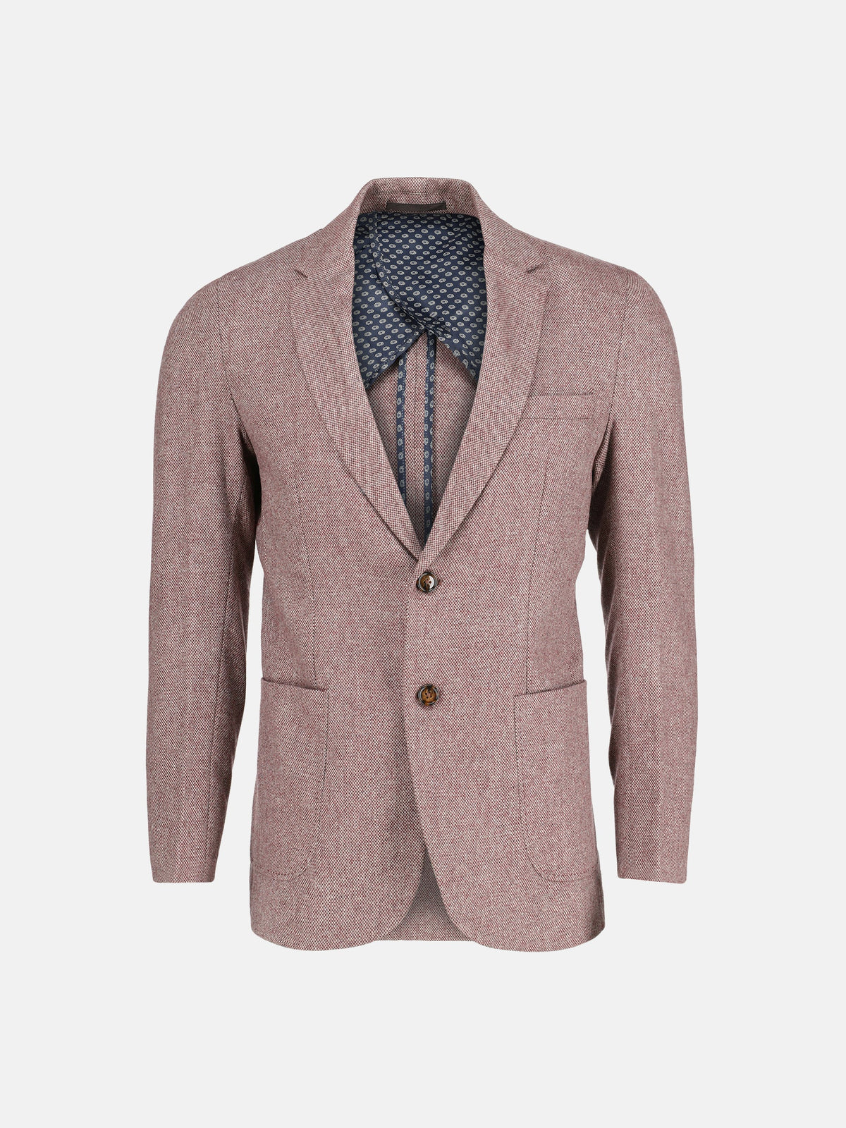 Burgundy Dobby Structured Wool Cashmere Blazer - Sartoria