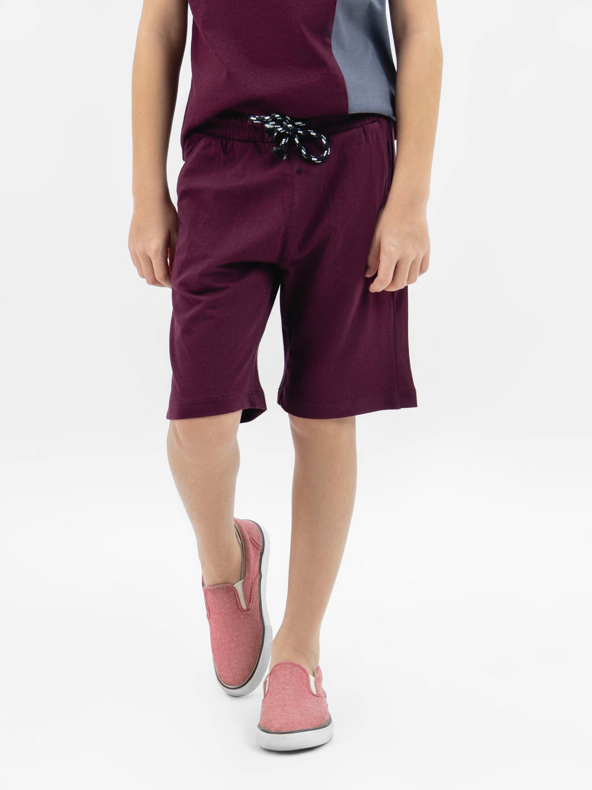 Burgundy Knitted Casual Summer Short
