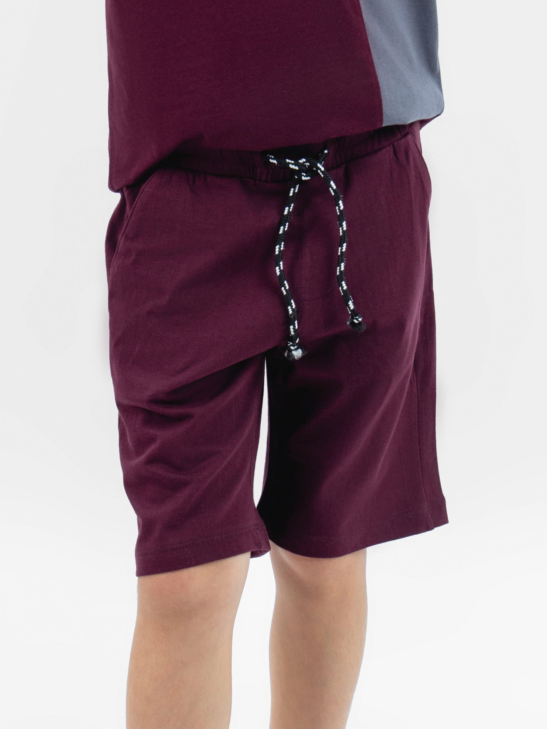 Burgundy Knitted Casual Summer Short