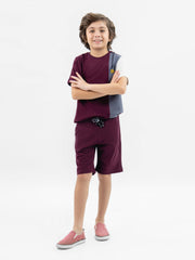 Burgundy Knitted Casual Summer Short