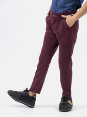 Burgundy Knitted Trouser With Detailing