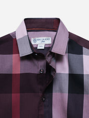 Burgundy Large Checkered Casual Shirt - Junior
