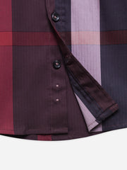 Burgundy Large Checkered Casual Shirt - Junior