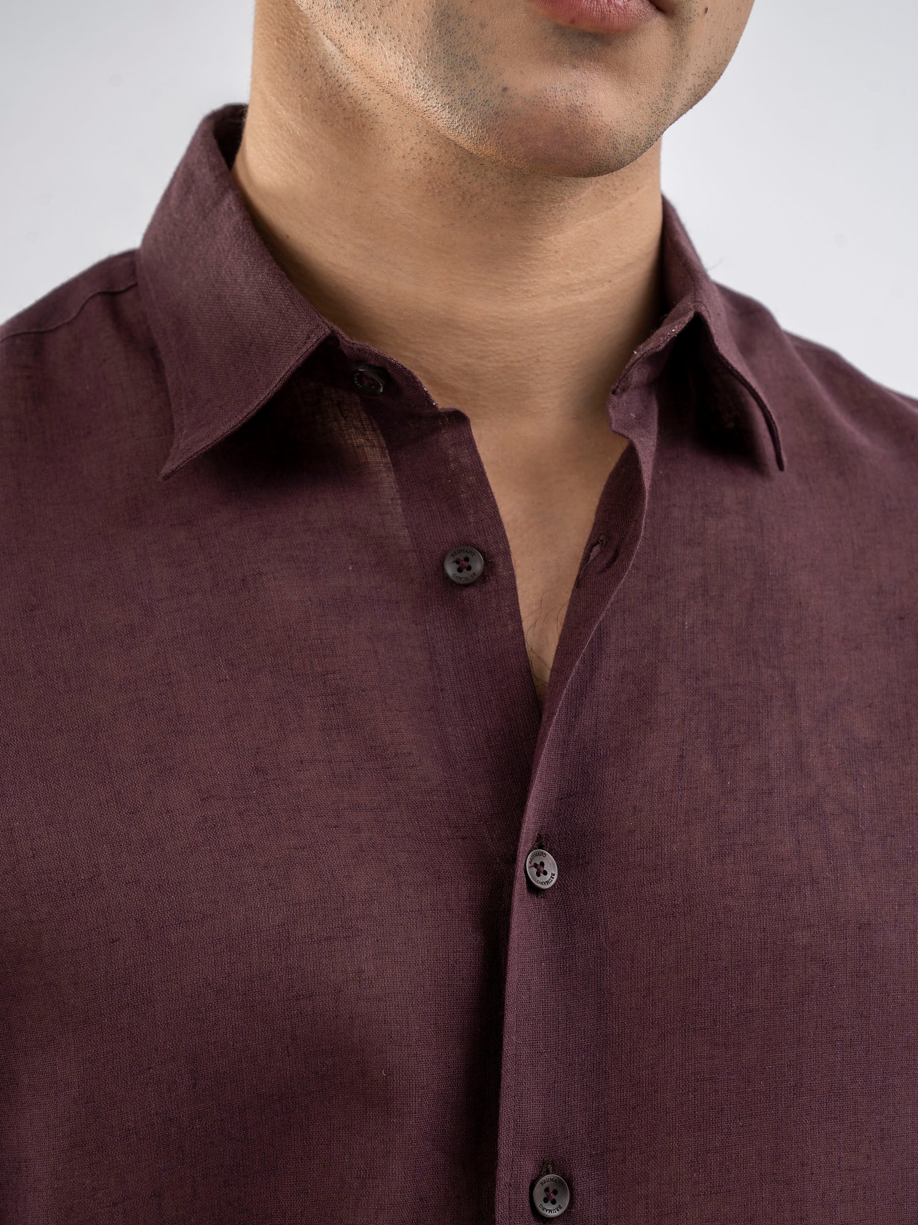 Burgundy Airy Linen Blended Shirt