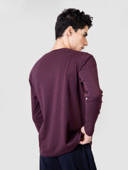 Burgundy Long Sleeve Crew Neck T-Shirt